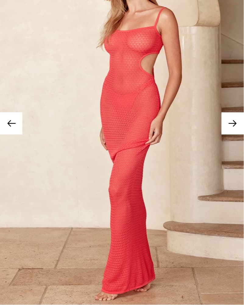 Vibrant Red Cutout Maxi Dress - Image 1