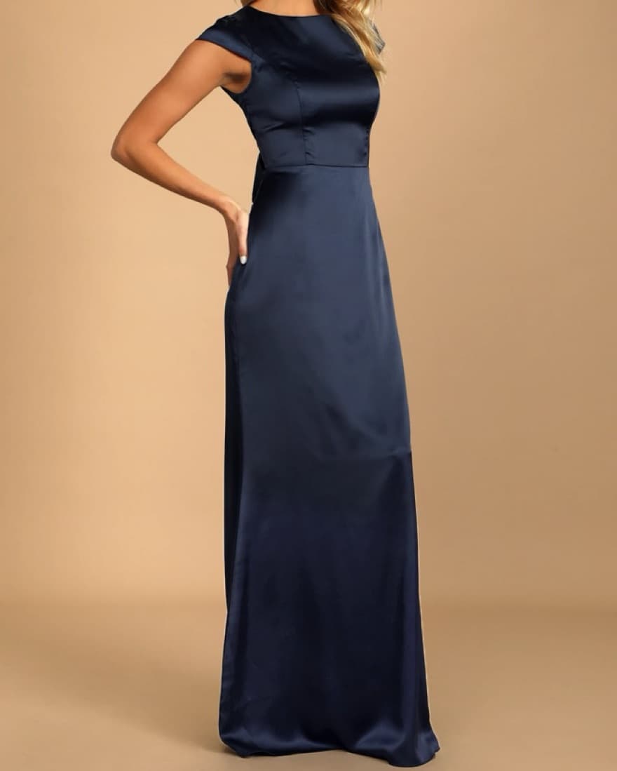 Navy Tie Back Gown - Image 1