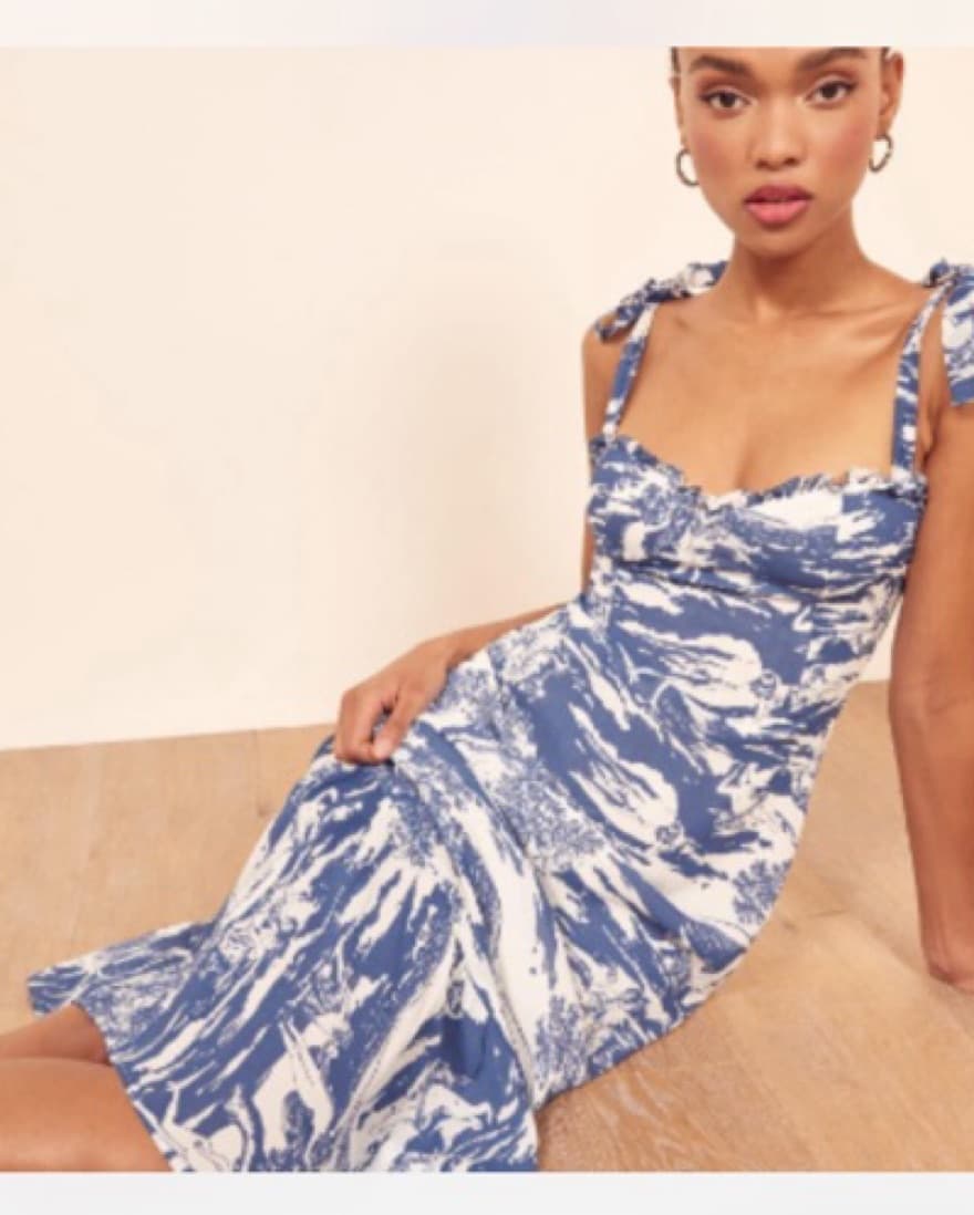 REFORMATION BLUE PRINTED LONG DRESS  - Image 3