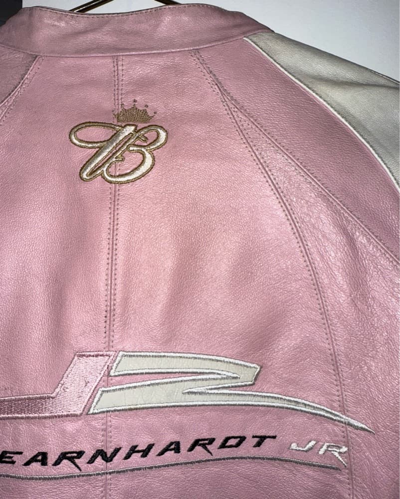 Pink / White biker Moto Jacket - Image 3