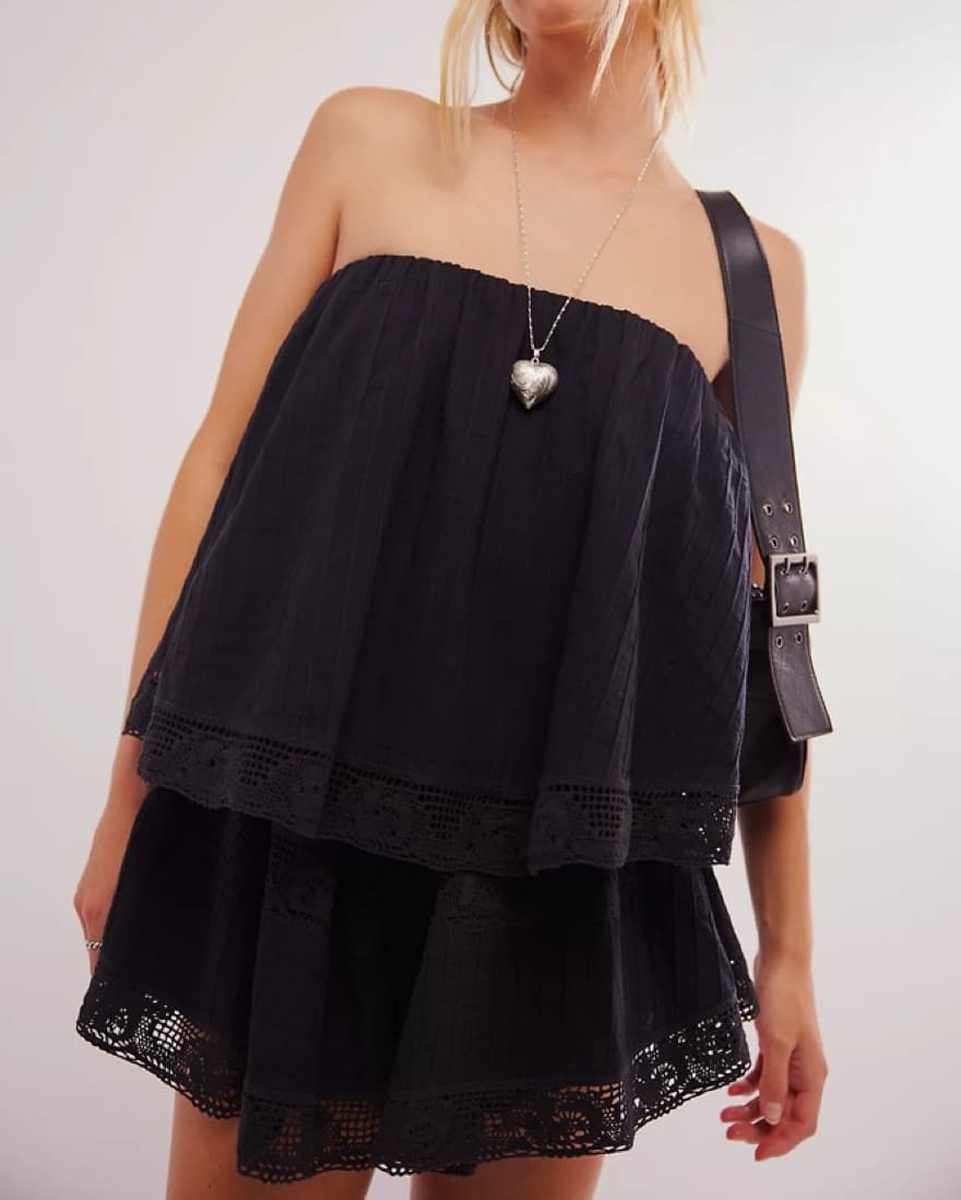 Free People Maribel Romper Black Mini - Image 3