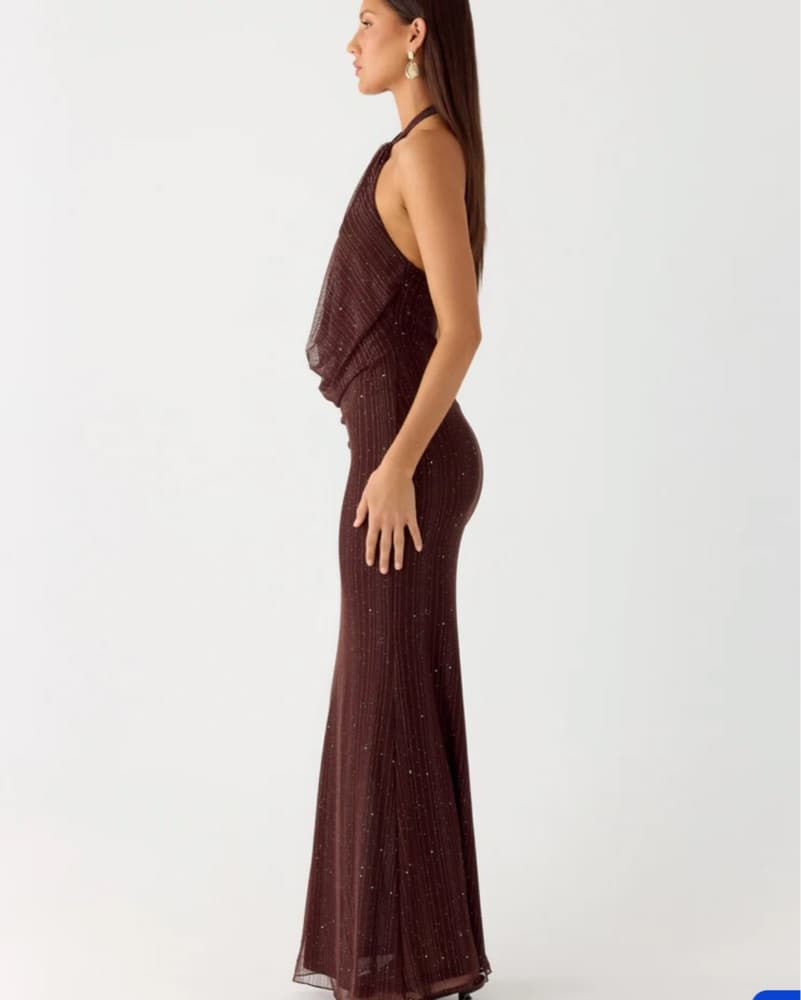 Peppermayo Brown Sparkly Maxi Dress - Image 4