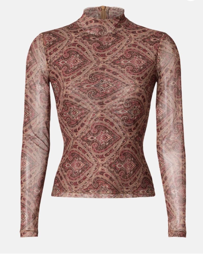 Ronny Kobo Mock Neck Mesh Top - Image 1