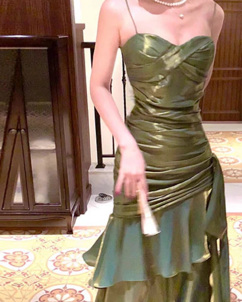 Stunning Metallic Green Gown - Image 3