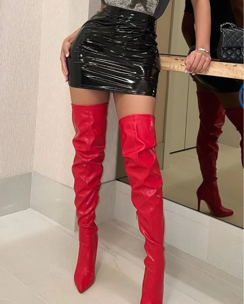 Black Patent Leather Mini Skirt - Image 1