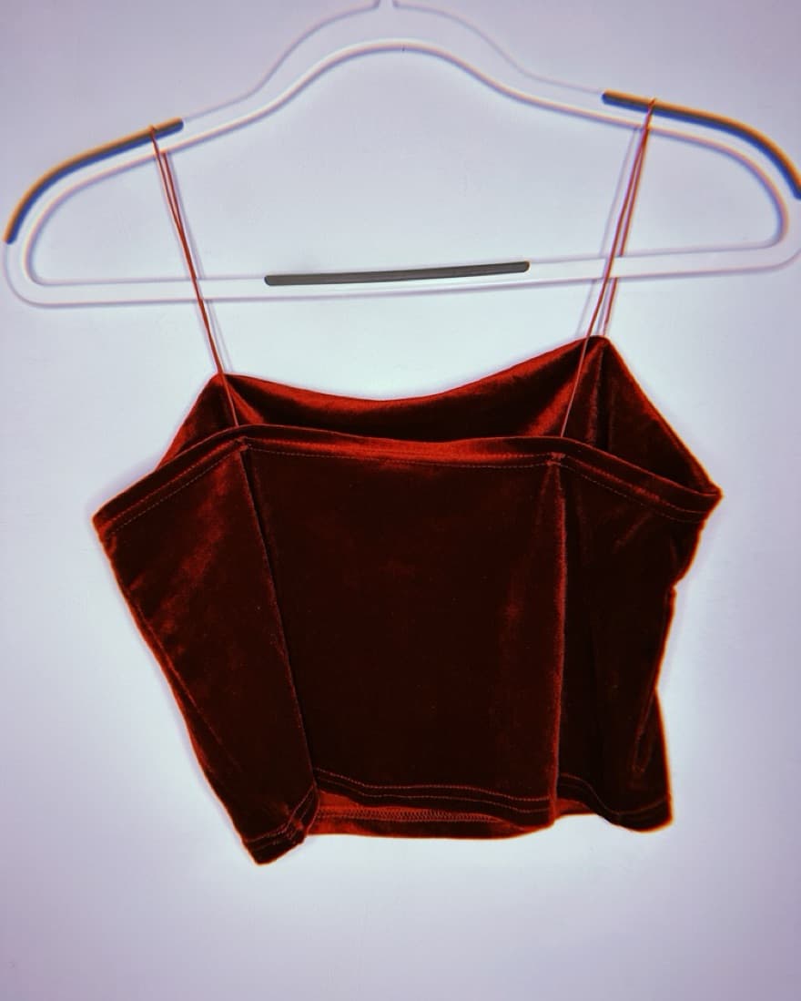Red Velvet Thin Strap Top - Image 2