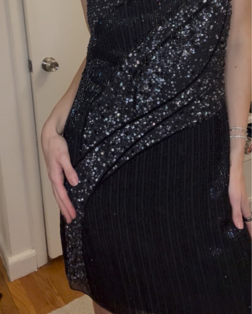 Black Sequin Sleeveless Cocktail Dress  - Image 4