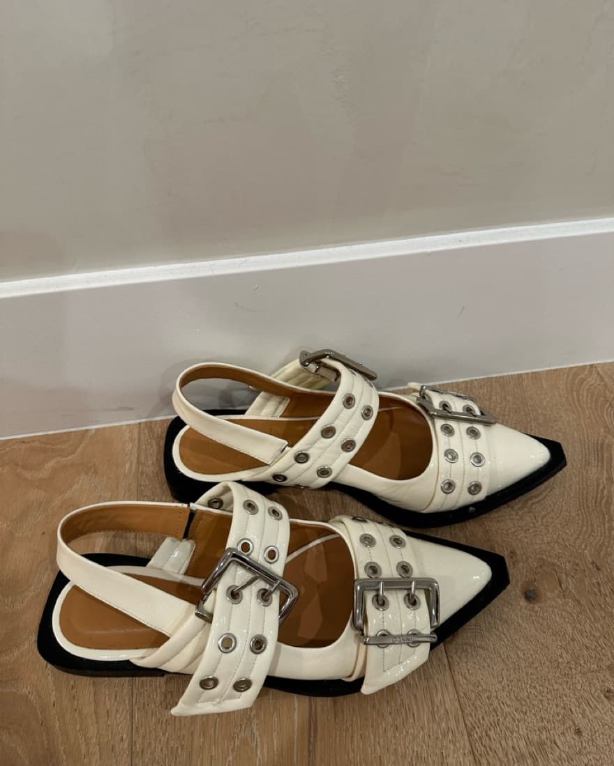 Ganni White Wide Belt Sandals - Image 2