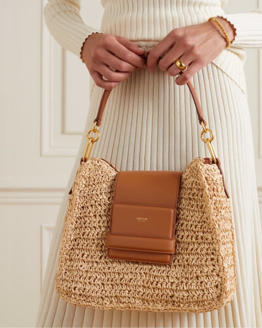 OROTON Alva Leather & Woven Straw Bag - Image 6