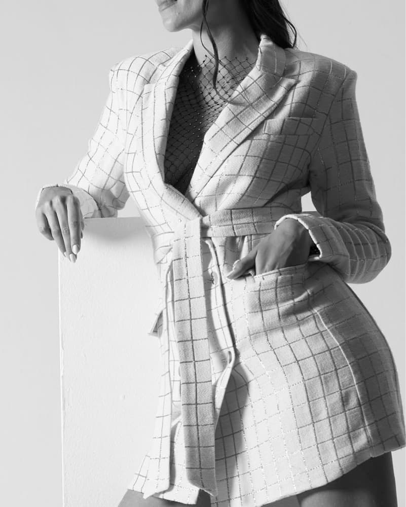 Stylish Checkered Suit Dress - Image 4