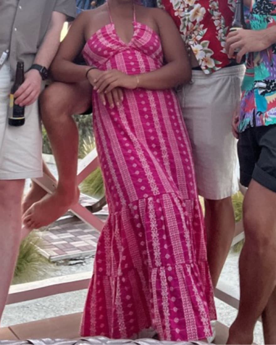 Hot Pink Midi Halter Dress  - Image 2