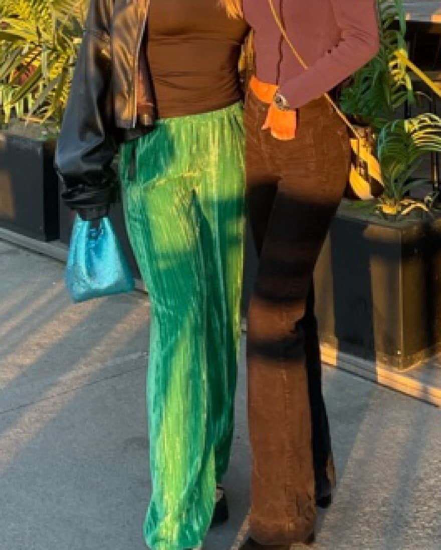 Green Velour Pants - Image 1