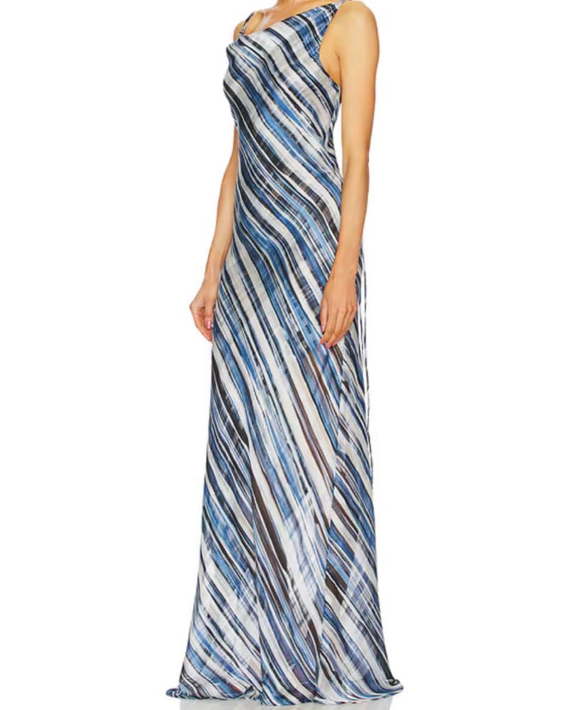 Sanina Musayev Blue Patterned Lng Dress - Image 3