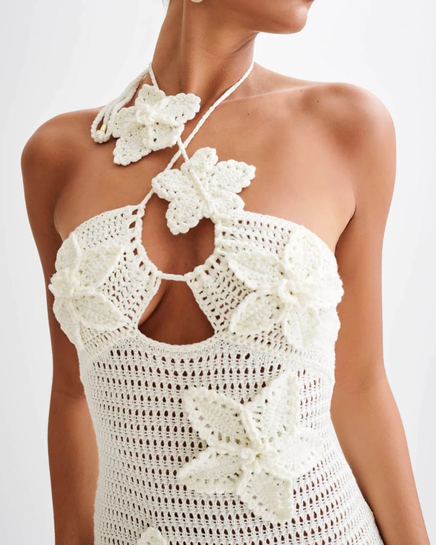 Meshki Kyla Crochet Maxi Dress Ivory - Image 6