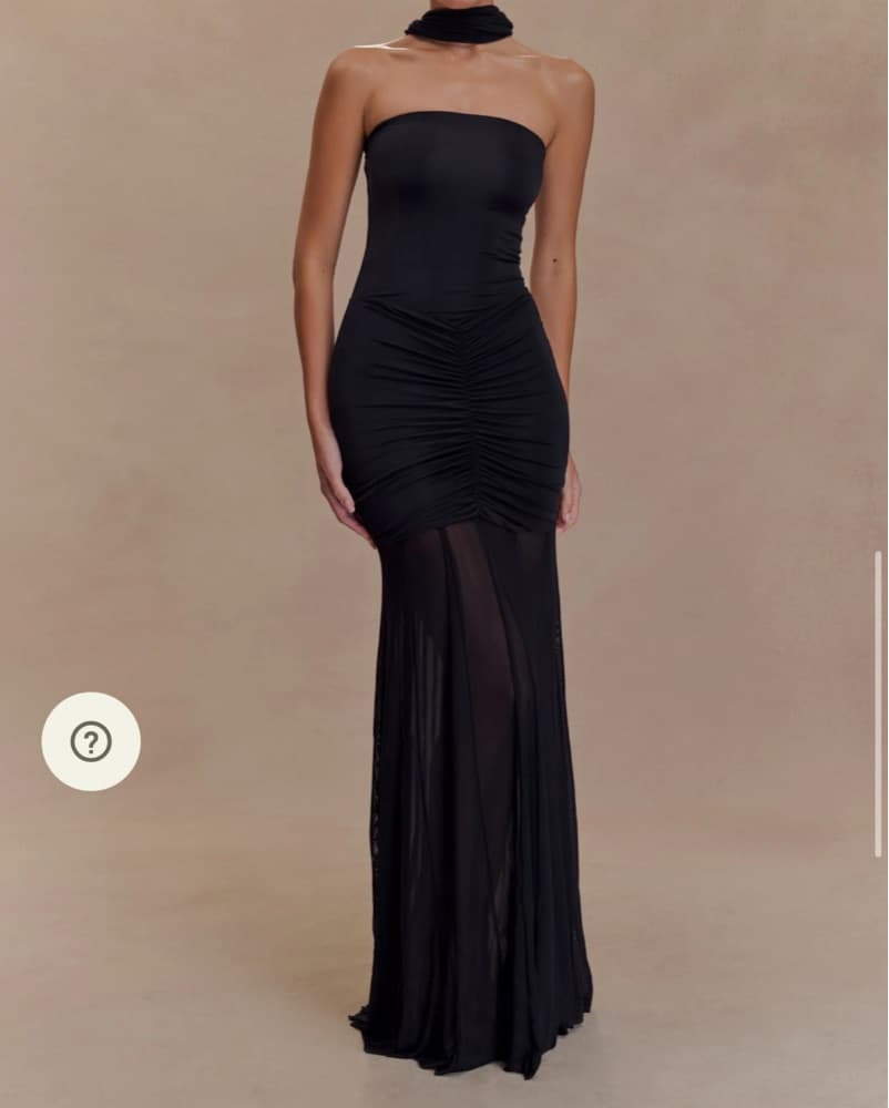 Slinky And Mesh Off Shoulder Maxi Dress  - Image 4