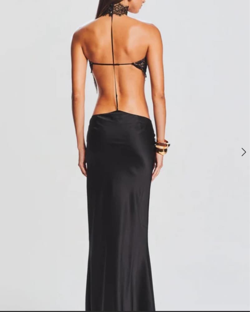 Retrofete Black Lace Satin Lucie evening Gown S - Image 2