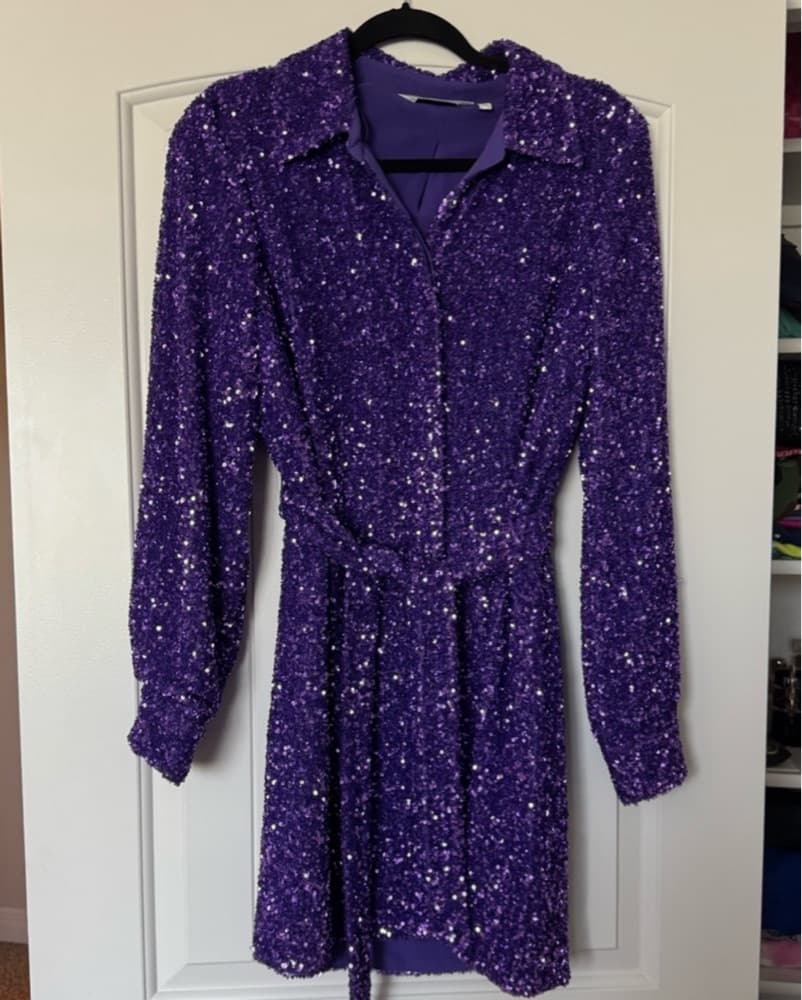 & Other Stories Purple Sequin Dress - Image 4