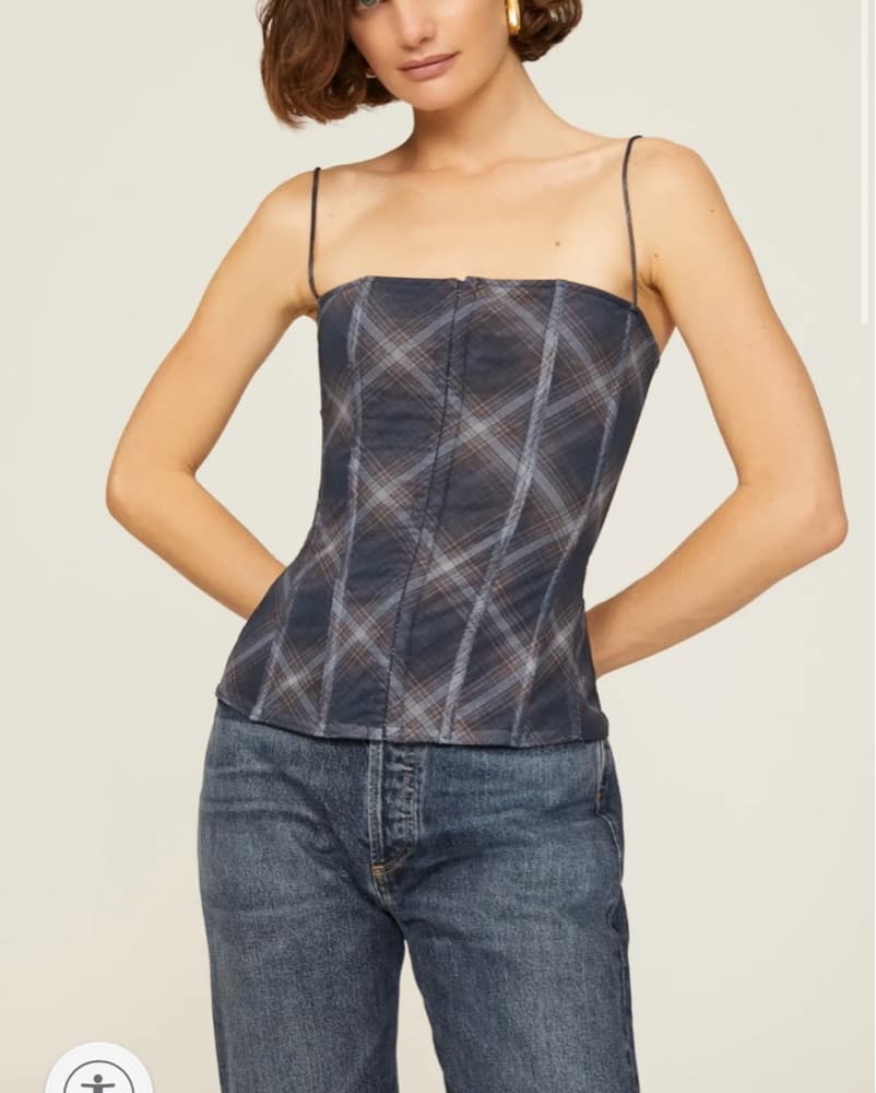 Edgy Plaid Peplum Top and Midi Skirt Set - Image 2
