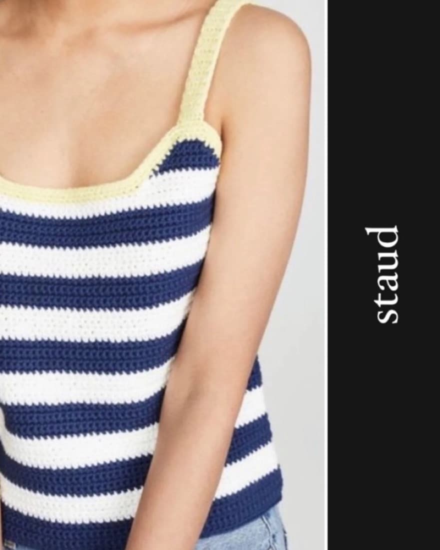 Staud Yellow White And Blue Knit Top - Image 1