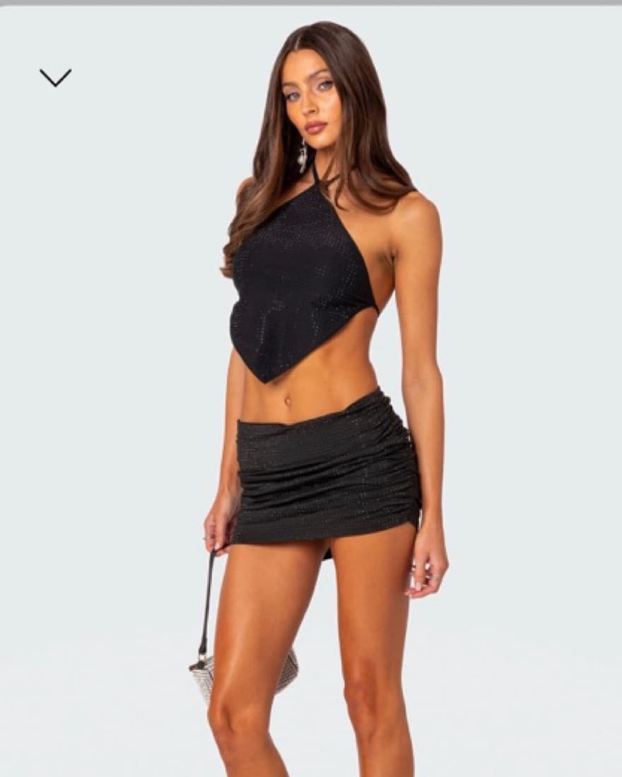 Neomi Rhinestone Black Top & Skirt - Image 1