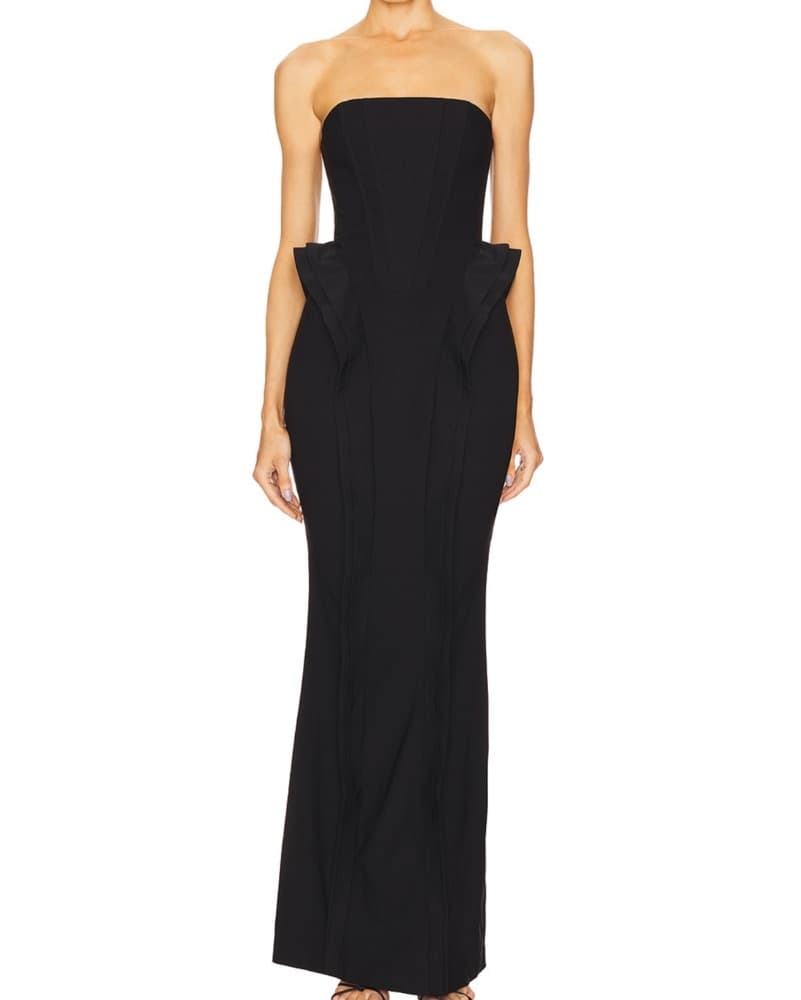 Michael Costello Black Strapless Gown  - Image 2