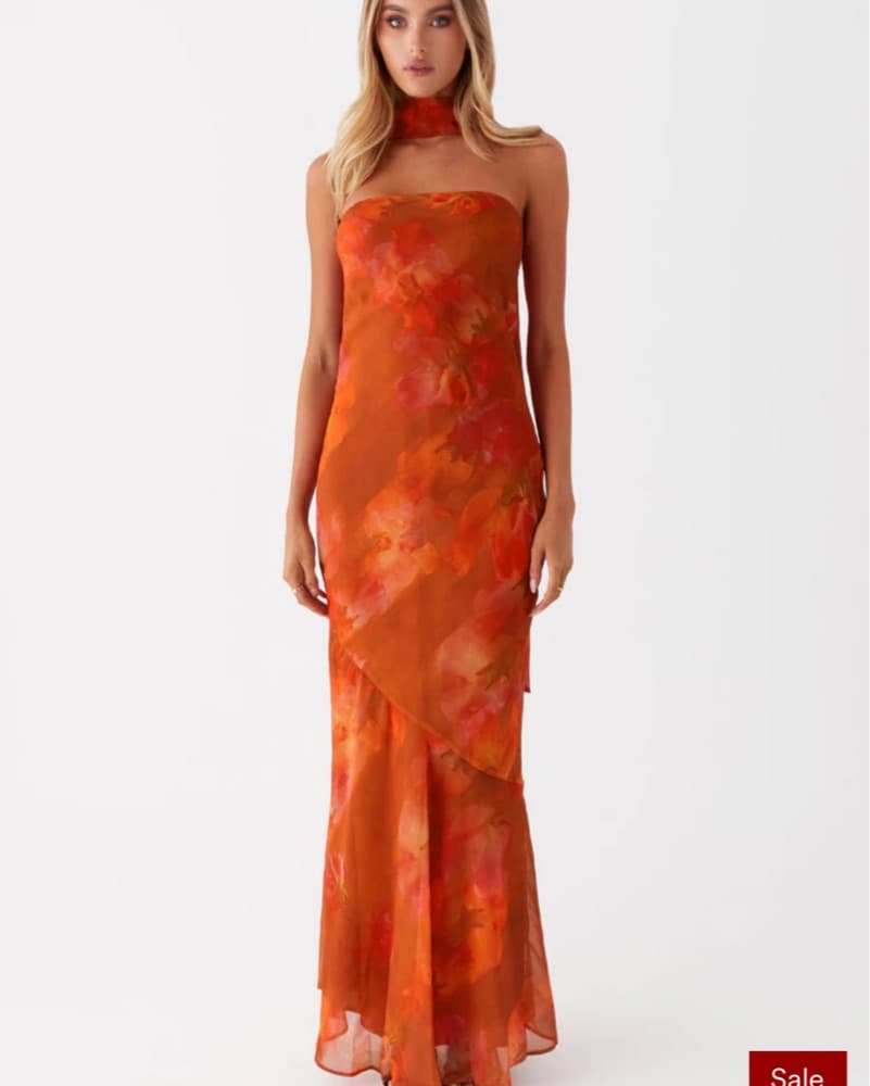 Peppermayo Orange scarf Maxi Dress - Image 4