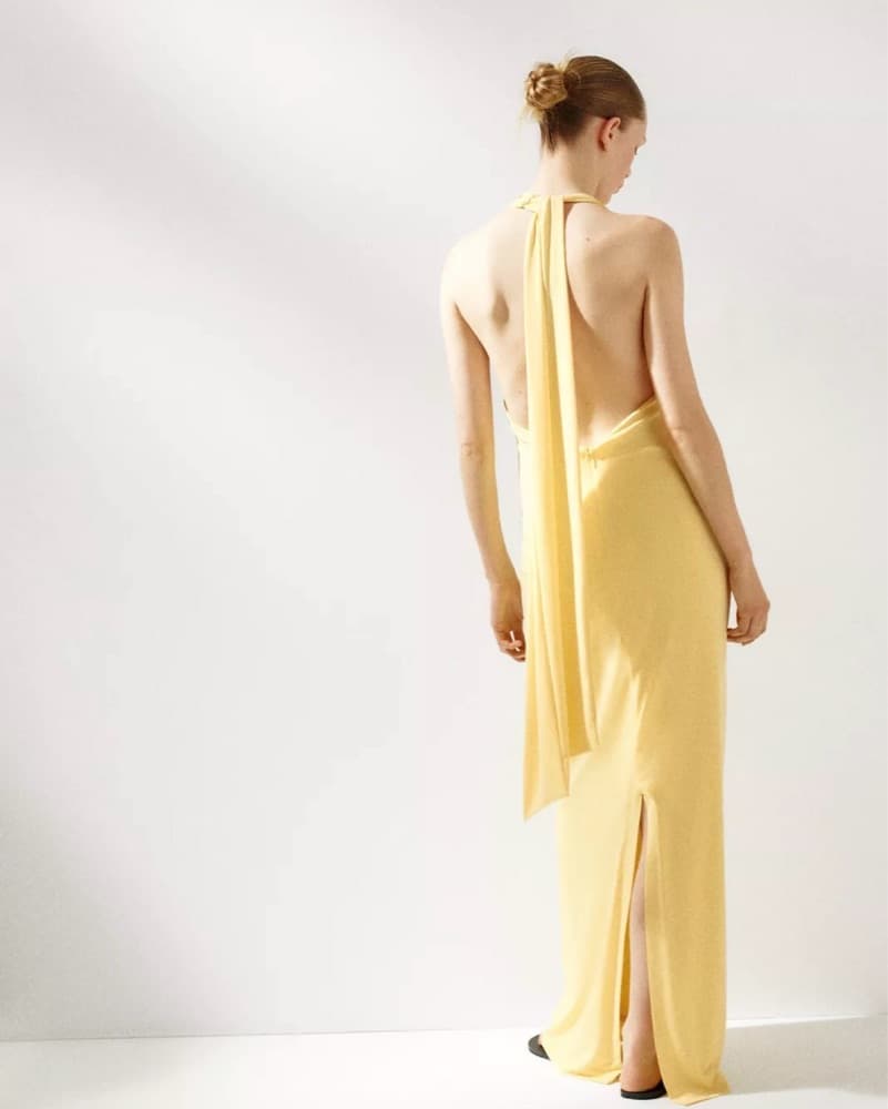 Open Back Yellow Zara Halter Dress - Image 4
