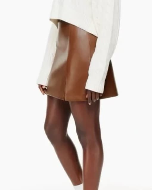 Aritzia Tatianna Brown Leather Skirt - Image 1