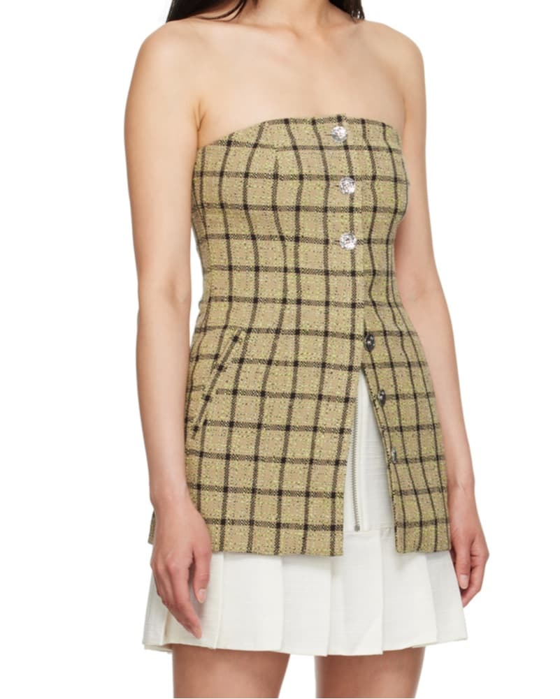 Plaid Tweed Strapless Top - Image 3