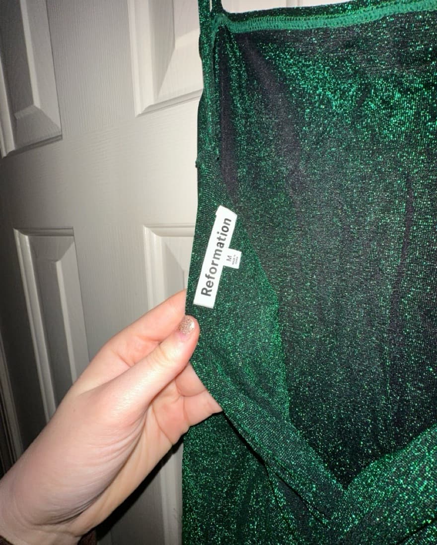 Reformation Breslin Emerald Sparkle Dres - Image 4