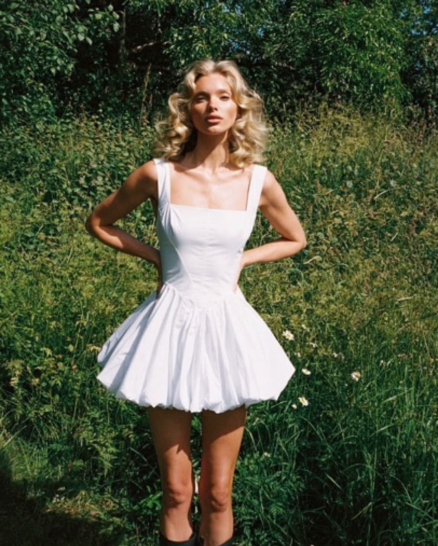 HELSA Poplin Bubble Mini Dress White - Image 2