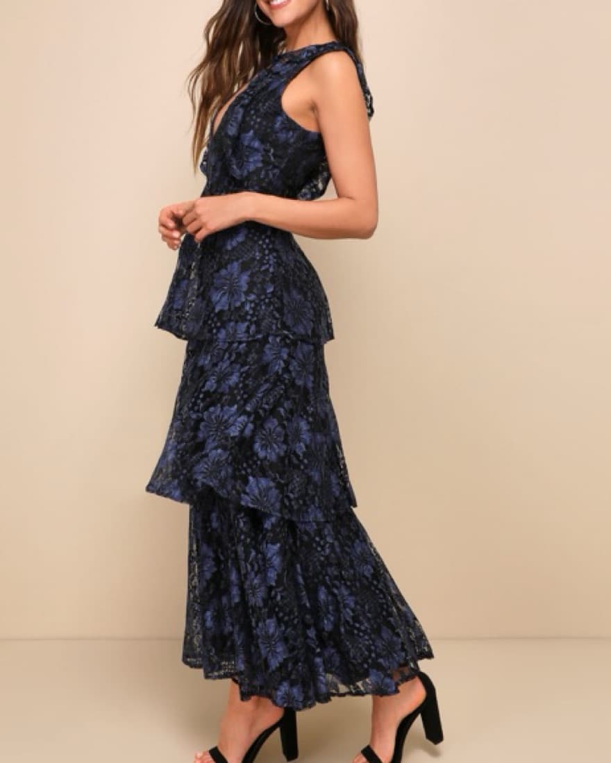 Blue Lulus Layered Maxi Dress - Image 2