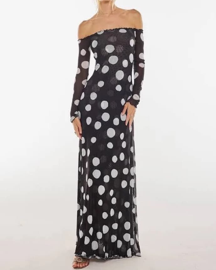 Resa Polka Dot Bardot Off the Shoulder - Image 2