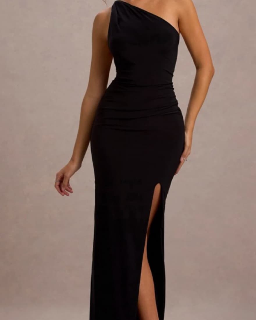 Club London One-Shoulder Black Gown - Image 2