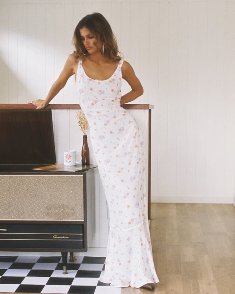 White Floral Maxi Dress  - Image 1