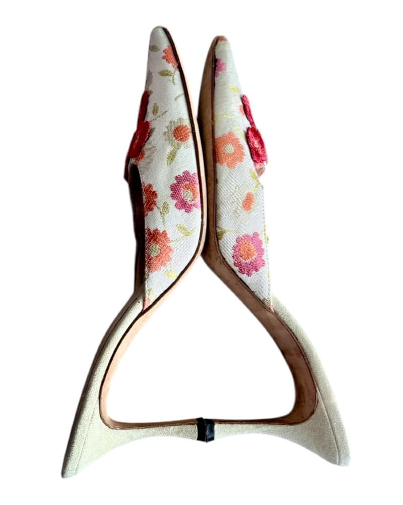 Floral Manolo Blahnik Kitten Heels - Image 2