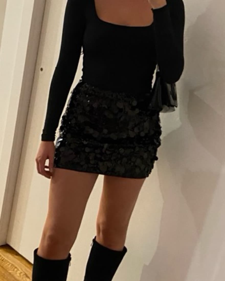 Black Sequin Statement Skirt  - Image 2