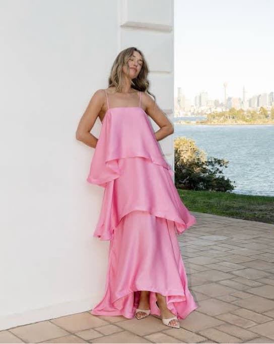 Tilly Tiered Pink Maxi Dress - Image 2