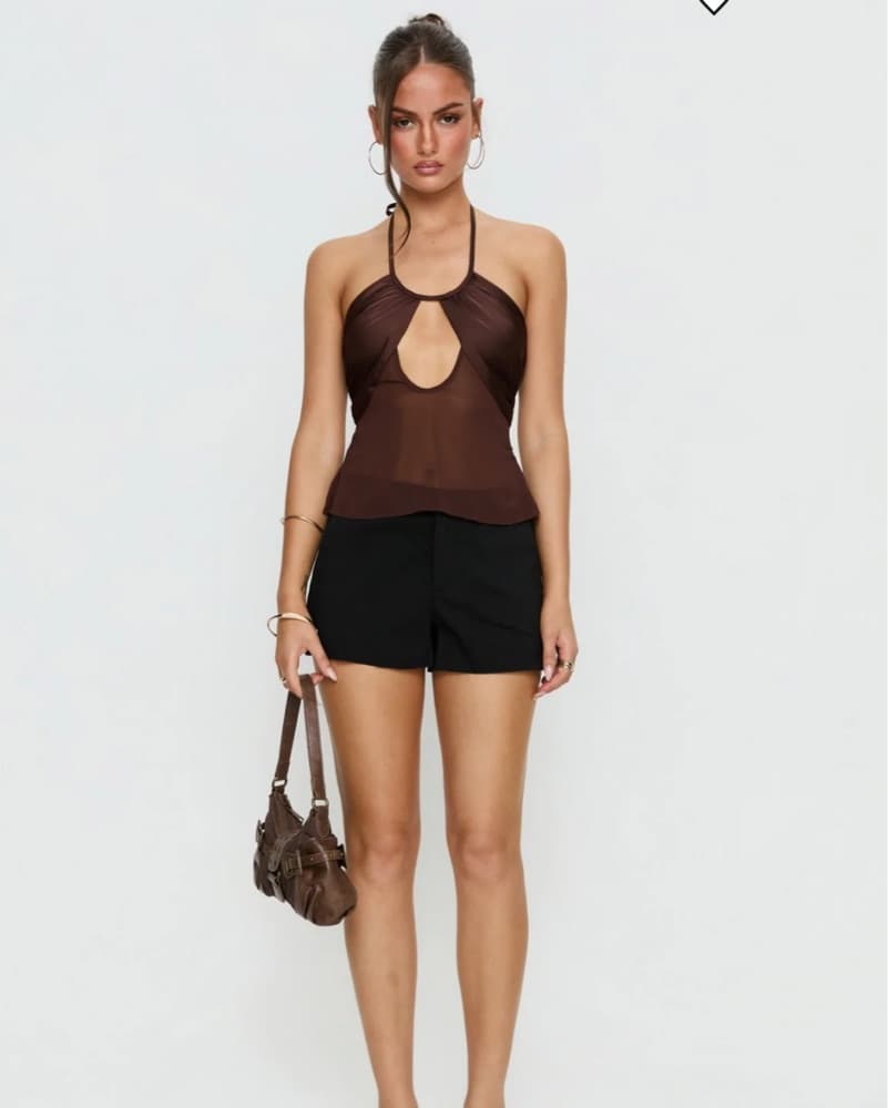 Brown Chiffon Halter Top - Image 2