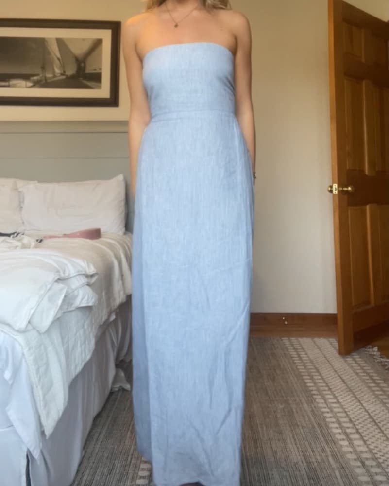 Olivaceous Strapless, Striped Dress - Image 6