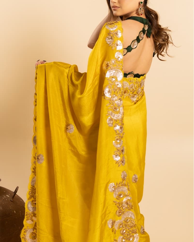 Yellow Pre Draped Saree XS-L - Image 3