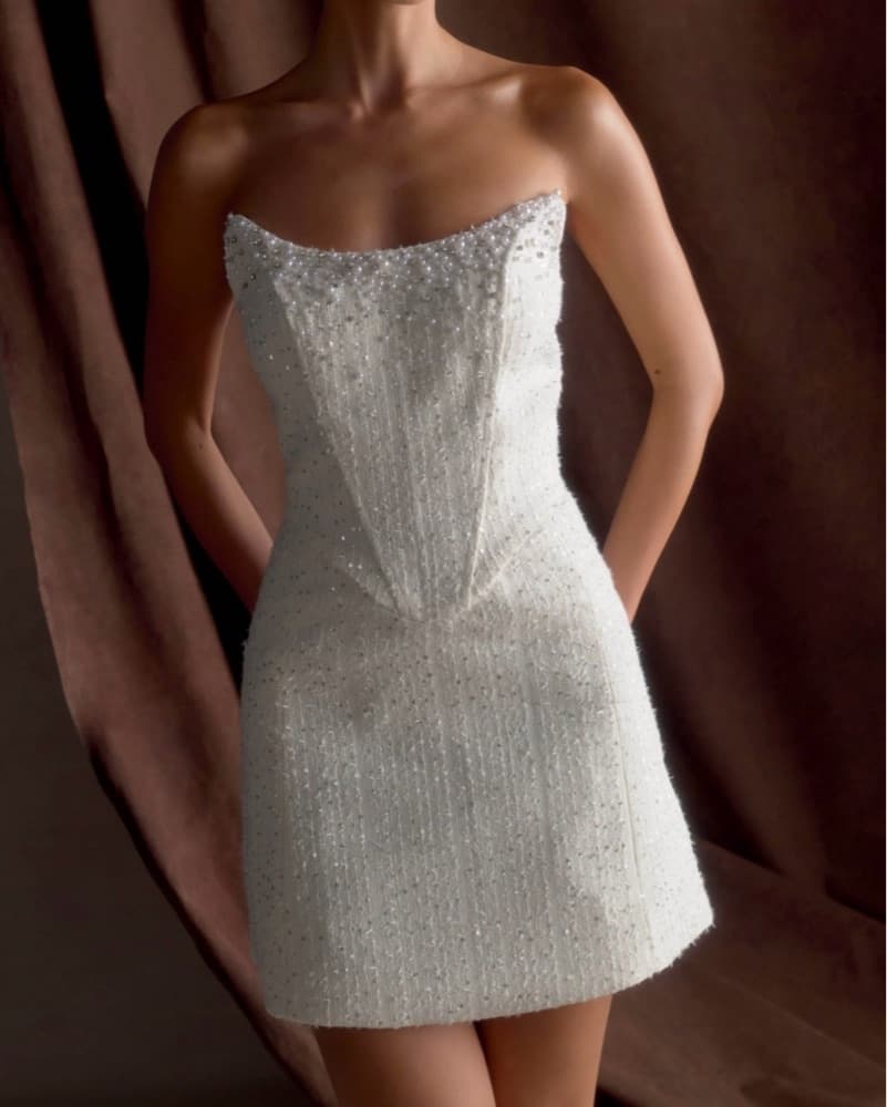 Lorrie Tweed Corset Mini Dress - Image 1