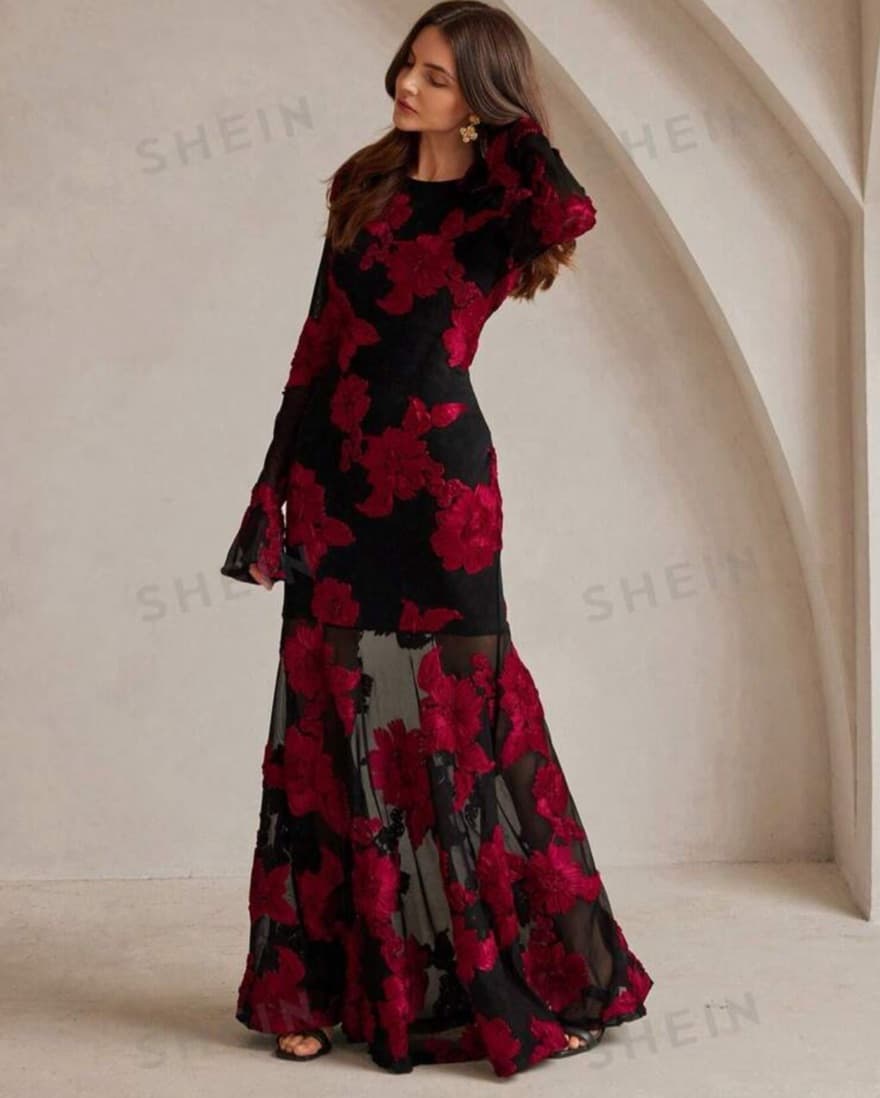 Floral Embroidered Dress Shein - Image 1
