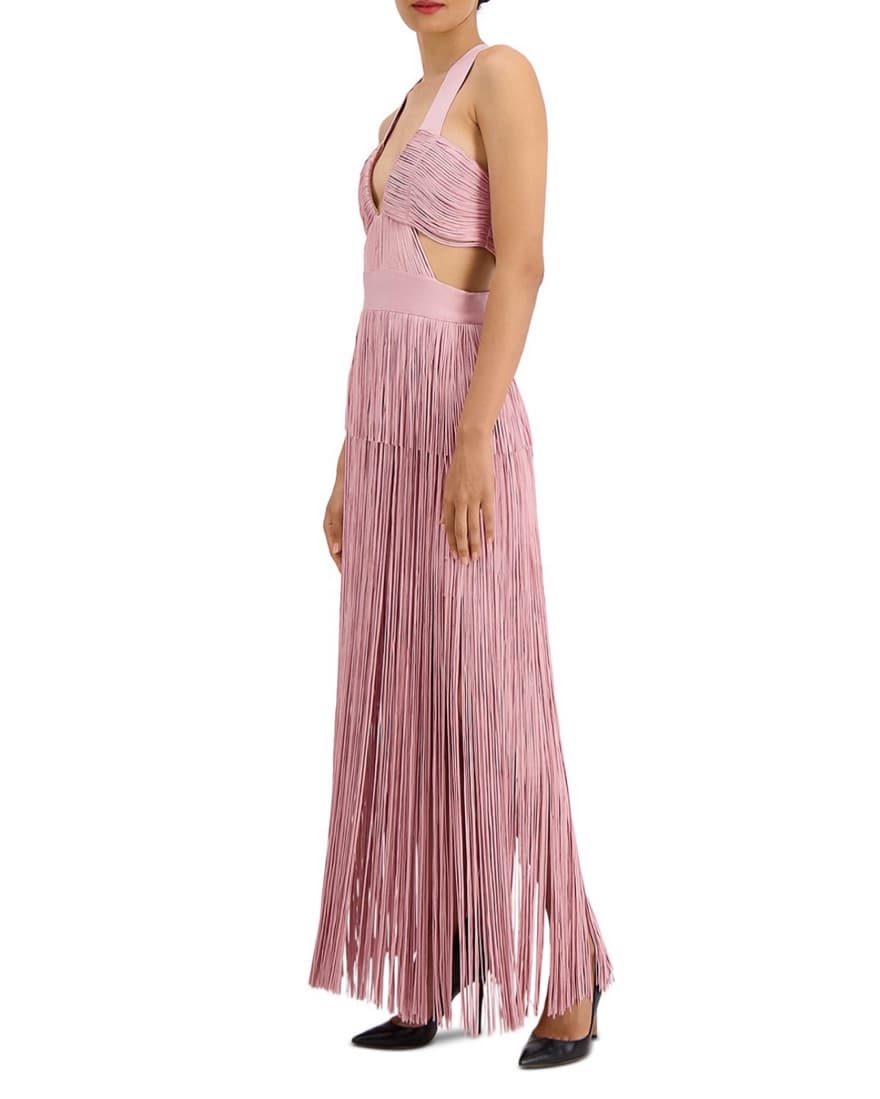 Herve Leger Fringe Cut out Maxi Pink - Image 2