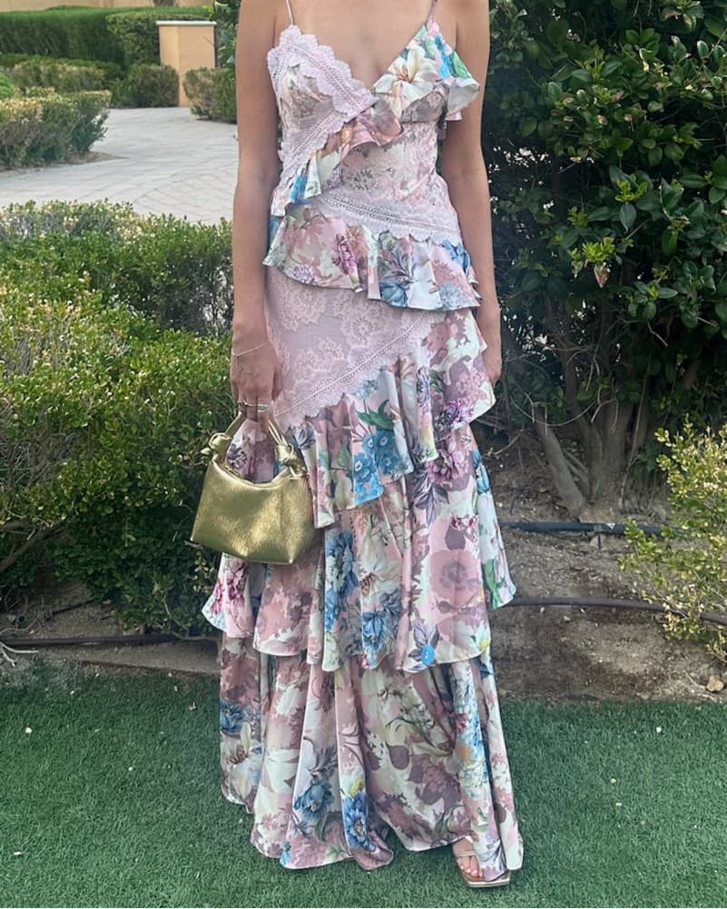 Pink Floral Long Dress - Image 3
