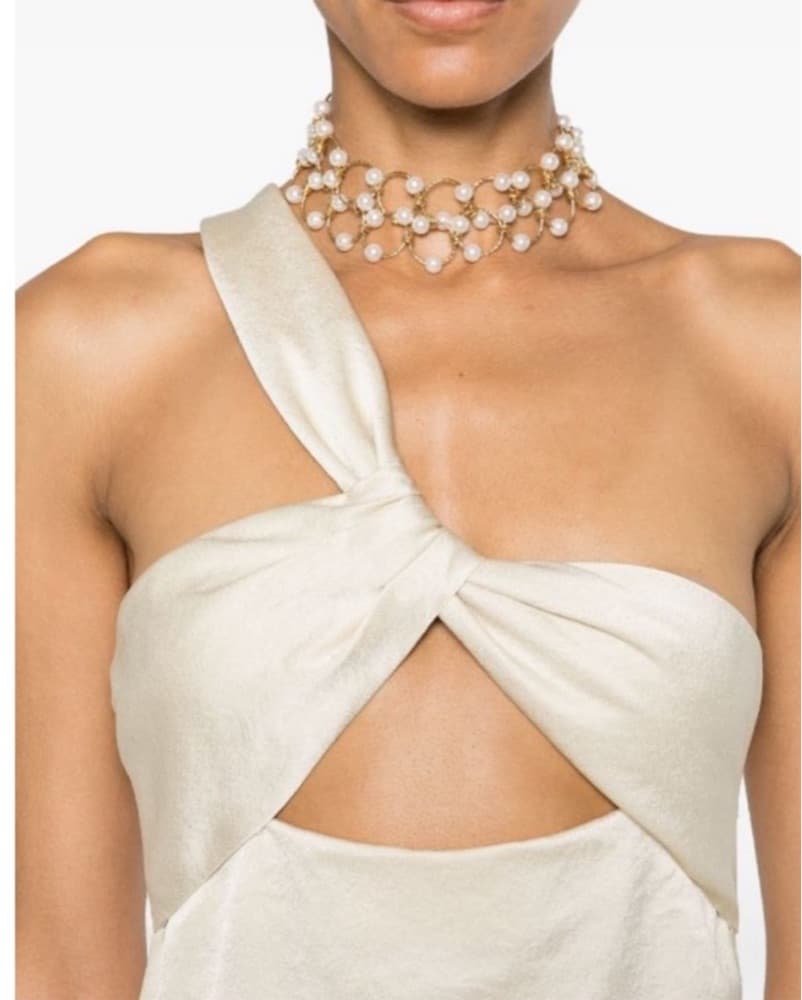 Nanushka Cream One-Shoulder Maxi Dress - Image 2