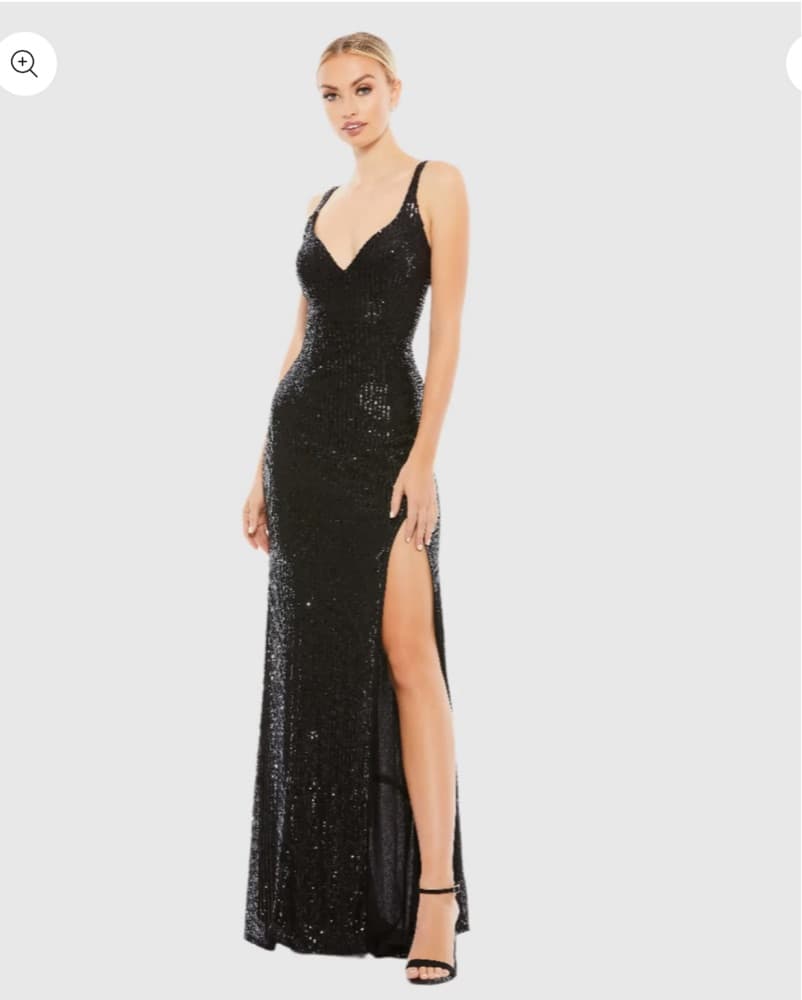 Black Fully Sequined Scoop Back Gown - Image 1