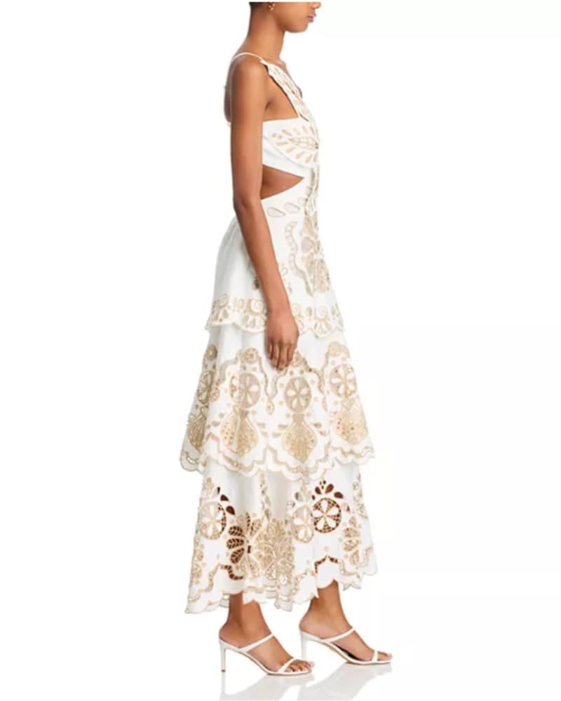 Farm Rio Off White Flower Richelie Dress - Image 5