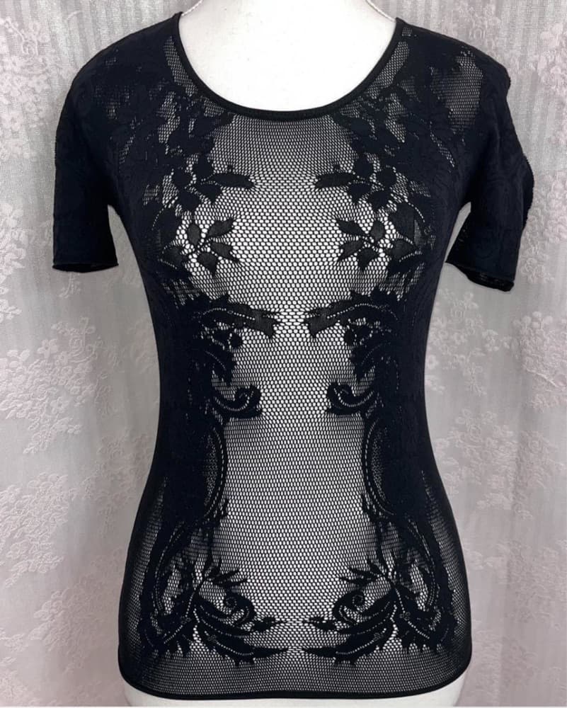 Issey Miyake Fishnet Sheer Black Top - Image 2