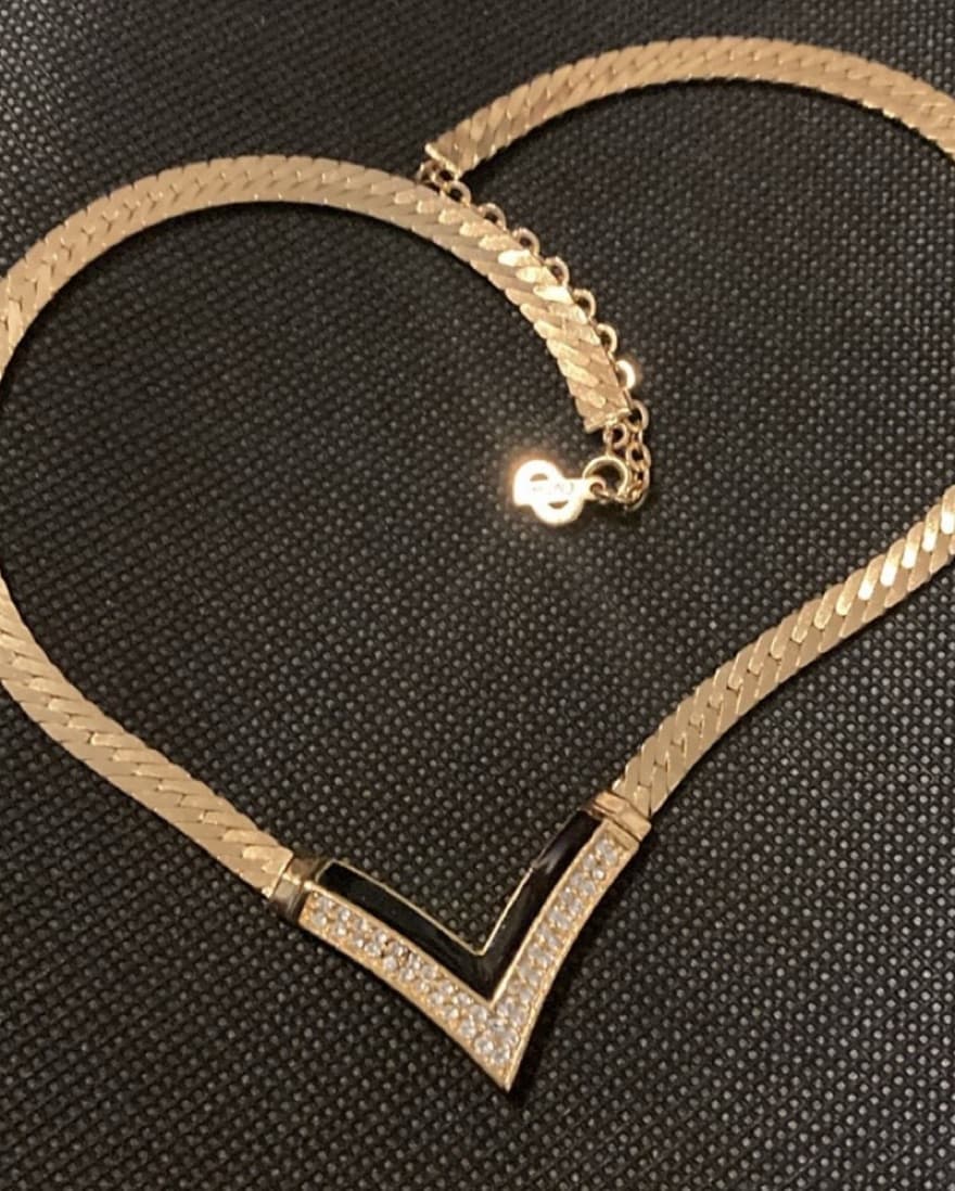 Vintage Christian Dior Black Necklace - Image 4